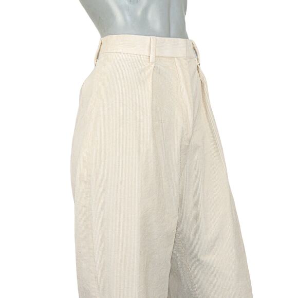 The Kooples Women's Pleated Corduroy Ecru Pants Flared leg size 38 24w - Picture 8 of 9